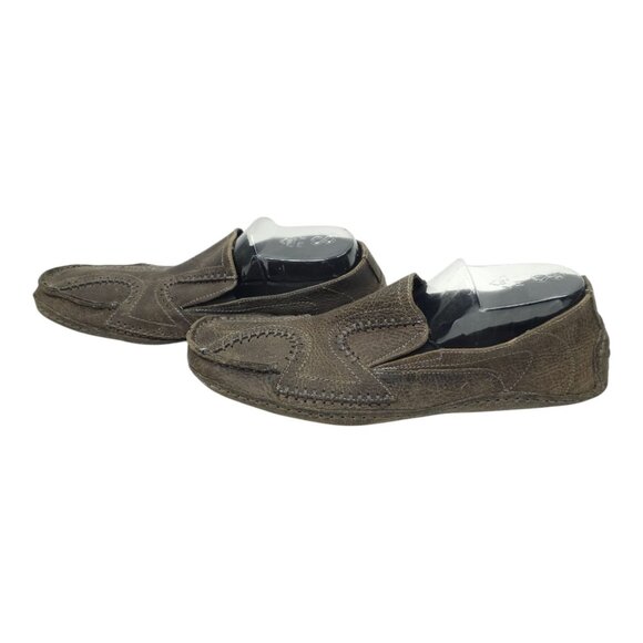 Bed Stu Distressed Leather Stitched Driving Mocs Mens 12 Gray Slip On Loafer - Picture 16 of 16